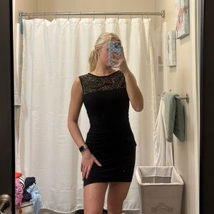 Black Beaded Mini Dress